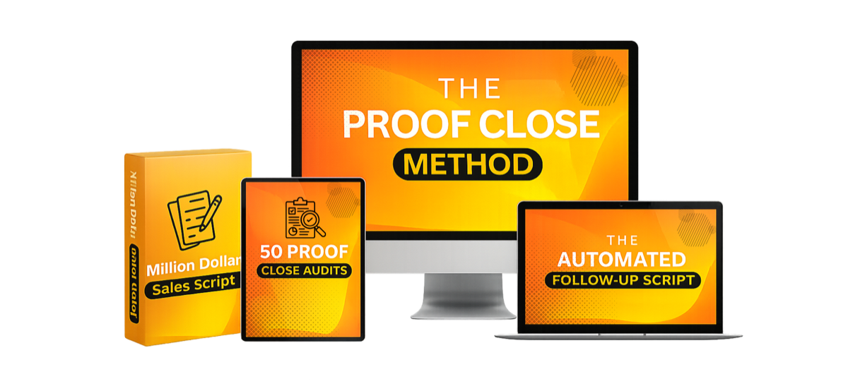 The Proof Close Method bundle: 50 Proof Close Audits, sales script, automated follow-up